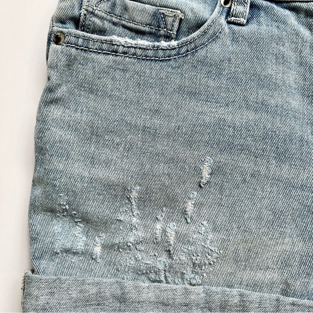 Denim Ripped Light Blue Mid Rise Shorties - Picture 5 of 8